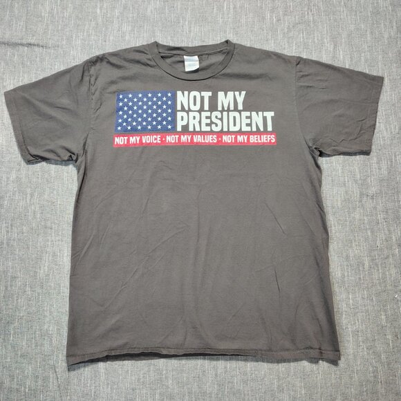 Port and Company Other - Political T-Shirt Size Large Gray Left Liberal Democratic Not My President